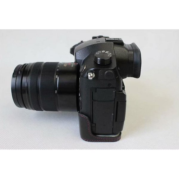 PU Läder Half Camera Case för Panasonic DMC-GH5GK Black