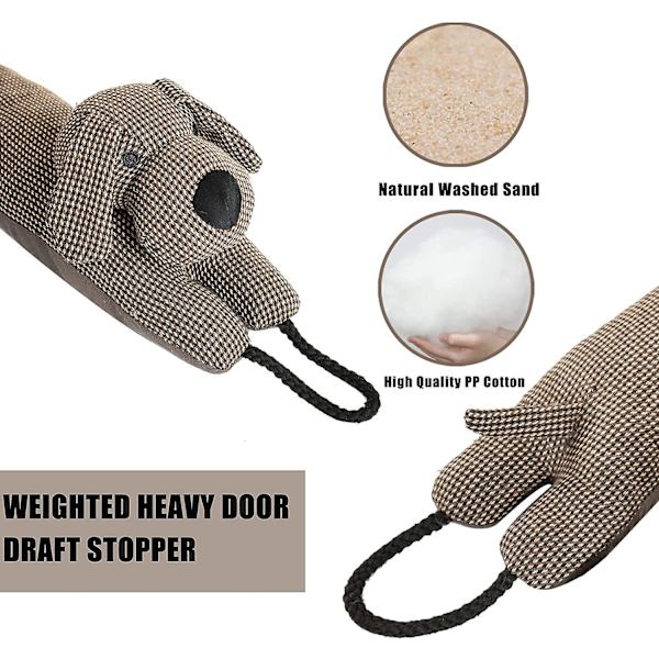 38 tommers vindstopper for dør og vindu, avtakbar og vaskbar vektet fransk 32 inch Brown Dog