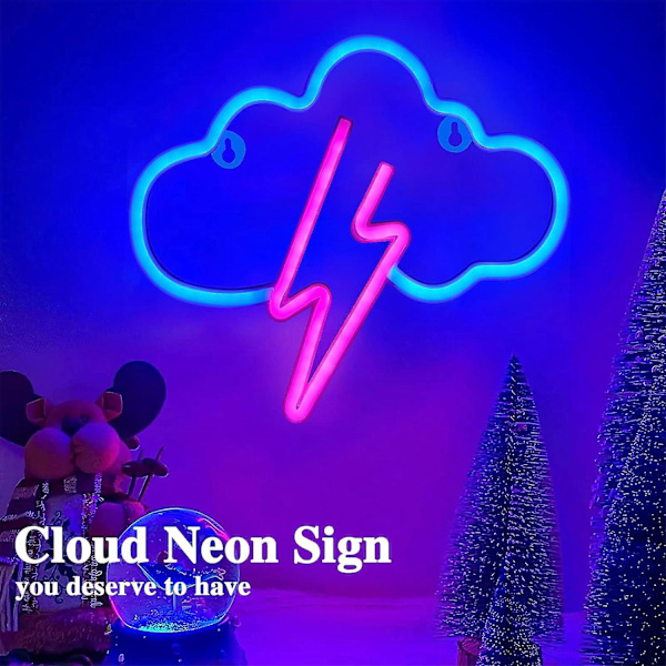 LED Neon Lys Skilt Dekoration, sky LED Neon Lys Lyn Neon Skilt, Væglampe Natlampe, Batteri Eller USB Drevet Til Børneværelse, Bar, Fest, Jul