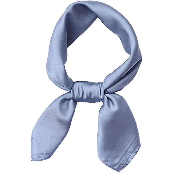 Dam silkesliknande enfärgad fyrkantig Olaof-halsduk mode satin nackhår slips band Light Blue