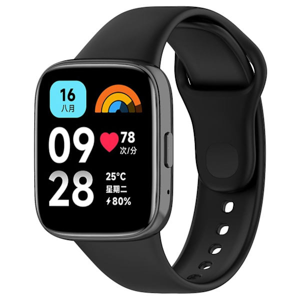Udskiftnings silikone urrem til Xiaomi Redmi Watch 3 Lite, blød urrem Black