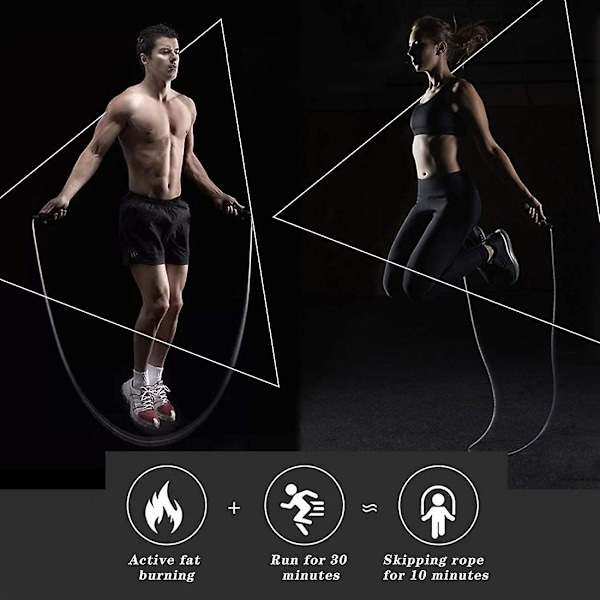 Hoppetau med digital teller, Speed Rope, ståltau med PVC-belegg, hoppetau med kalorieteller og sklisikre håndtak for trening, Fitne