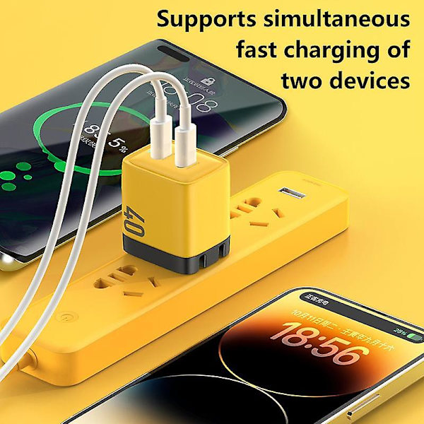 WEKOME WP-U128 40W GaN Dubbel Typ-C Port Väggladdare Telefon Snabbladdningsadapter