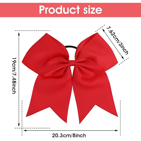 2 st stora cheer-rosetter 8 tum jumbo cheer-hårrosetter hästsvanshållare elastiskt band red