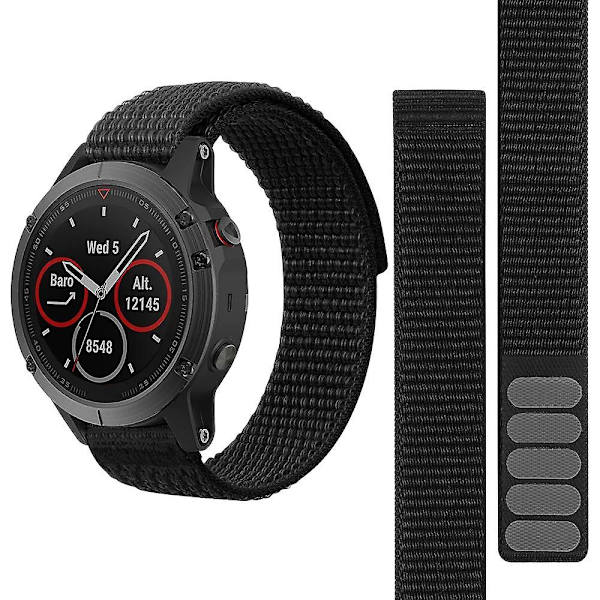 Justerbar nylonrem med sömmar för Garmin Forerunner 965/955/945/935 Black