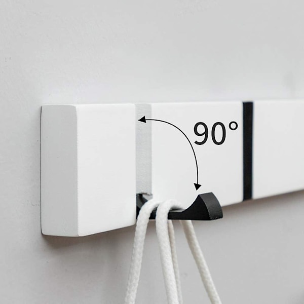 (Hvid, 5 kroge, 50 cm) Vægmonteret træknagerække med foldbar krog til ophængning af tørklæder, håndtasker, paraplyer, håndklæder og tøj