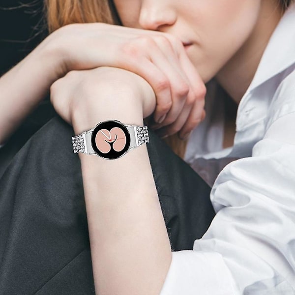 Metallklockarmband för Samsung Galaxy Watch4 Active 40mm/44mm/Watch4 Classic 42mm/46mm 5 pärlor 3 rader Silver Transparent