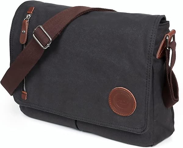 Herre Canvas Messenger Skuldertaske. Acsergery (sort) Gave