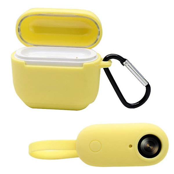 Anti-drop Silikon Kamera Beskyttelsesetui Til Insta360 GO, med Opladning Silikon Etui og Karabinhage Yellow
