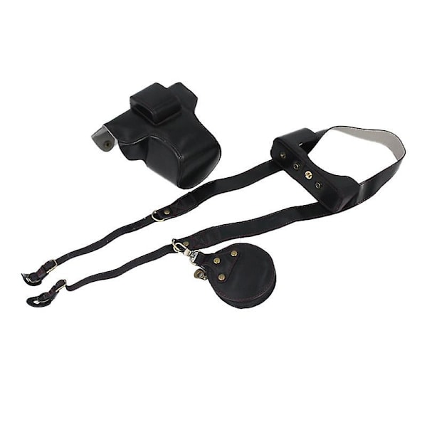 PU-skinn Avtakbar Kameraveske for Nikon Z fc 28mm Batteriåpning + Objektivpose + Skulderstropp Black