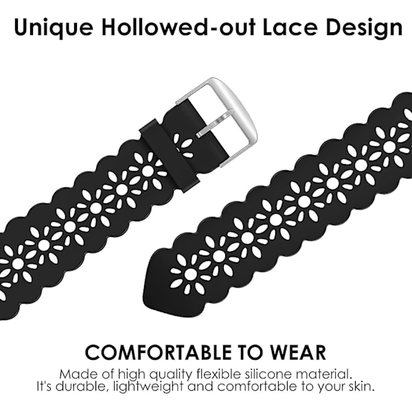 [ 4-pack] Spetsband i silikon kompatibelt med Apple Watch-band 38 mm 40 mm 41 mm, smalt tunt ihåligt iwatch-sportarmband med klassiskt spänne