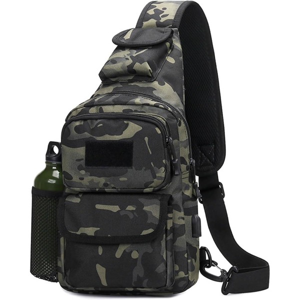 Militär Taktisk Bröstväska Crossbody Väska Män Kvinnor Vandring Messenger Väska Med Usb Axelväska För Resor Sport Cross Body Cykling Motorcykel Sling C