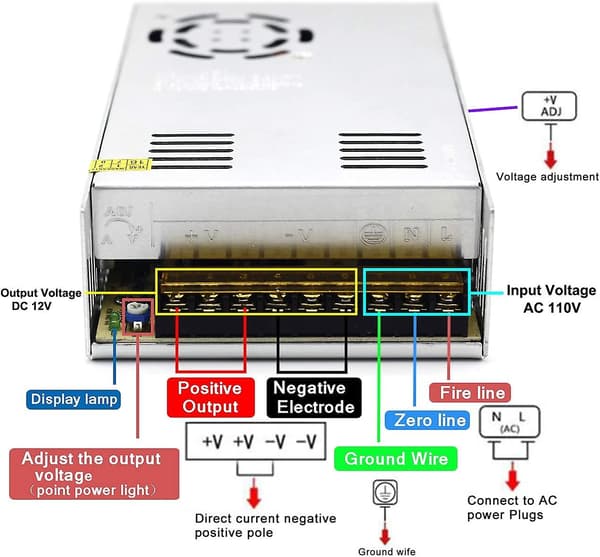 12v 30a DC Universell Regulert Switching Strømforsyning 360w