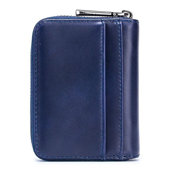 Mini Pung Top-Layer Ko Læder RFID Blokerende Kort Mønt Opbevaring Dark Blue
