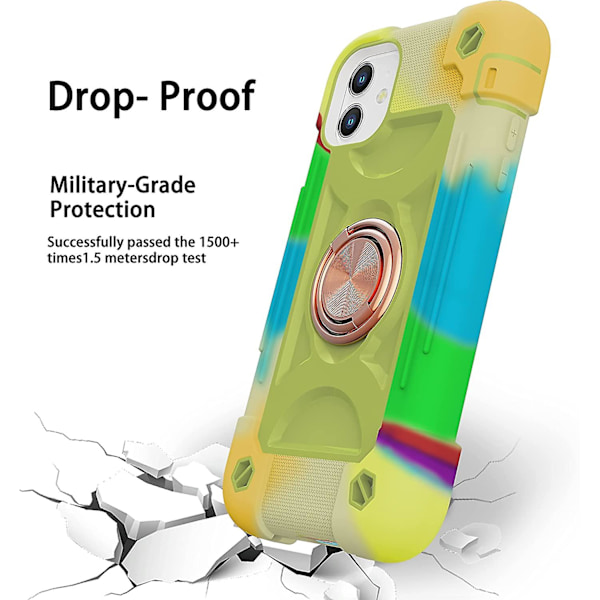 iPhone 14 Pro Max Skal 6,1 Tum Med 360 Graders Rotationsringstativ, Militärklass Fallskydd Helkropp Robust Tålig Skal 3 I 8 Skyddande Omslag
