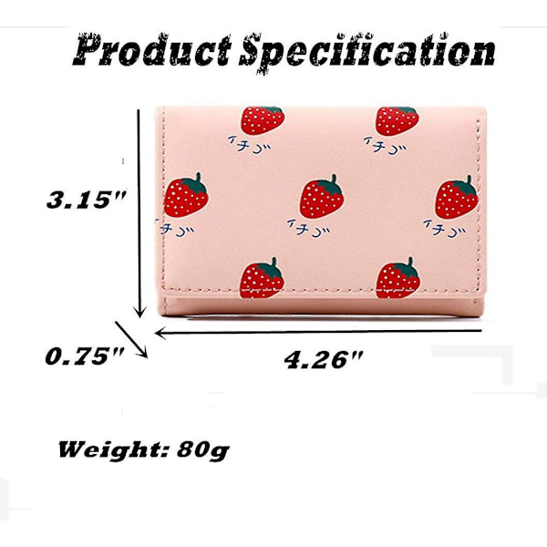 Cartoon Frukt Tri-Fold Plånbok Multi-Kortfack Liten Plånbok för Present (Beige) USZQAA004