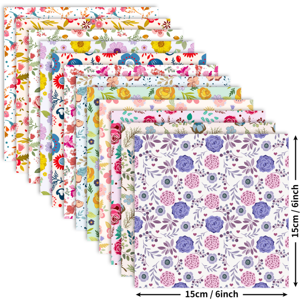 Cardstock-papper 6\"x6\", 48 ark Scrapbook-papper Block Enkelsidigt Blomster Växt Mönster Papper Pack, 12 Designer
