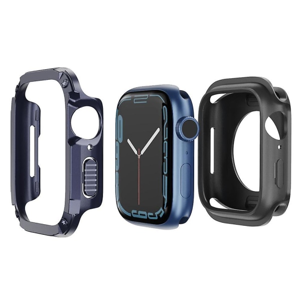 TPU+PC-fodral för Apple Watch Series 6 5 4 SE SE (2022) 44mm/8 7 45mm Midnight Blue