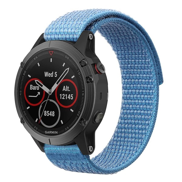 Til Garmin Tactix 7 Pro/Fenix 7X/Fenix 6X Pro 26mm Syet Urrem Justerbar Nylonløkke Sky Blue
