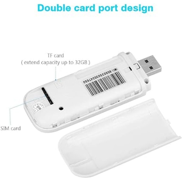 4G USB WiFi Dongle, 4G LTE USB Netværksadapter Trådløs WiFi Hotspot Router Modem Stick (med WiFi Funktion)