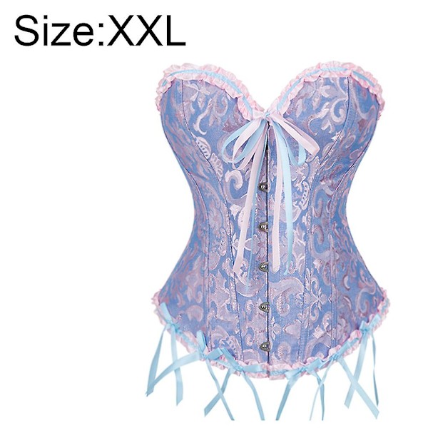 Naisten nauhallinen luilla tuettu Overbust Korsetti Bustier Alusvaatteet Vartalonmuokkaaja Toppi Prinsessa Korsetti - Sininen Blue-XXL