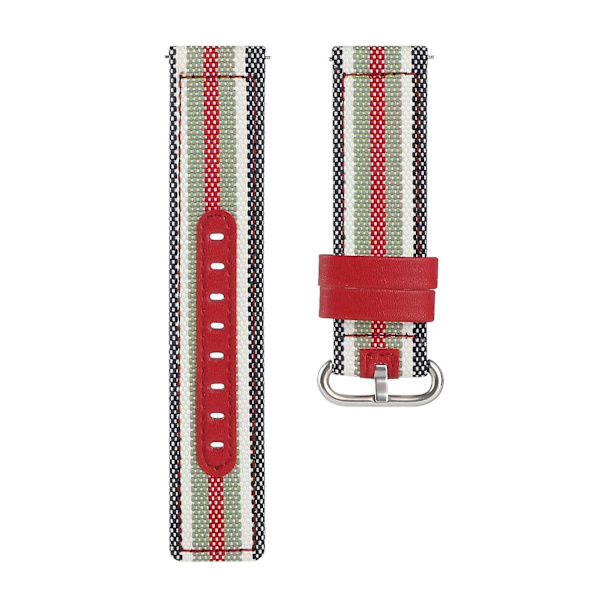 Nylon tyg läder klockarmband för Samsung Galaxy Watch 5 40mm/44mm /Watch 5 Pro 45mm, oval spänne Black  Red Stripe
