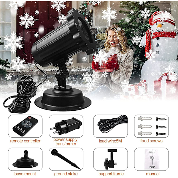 Nyårs Projektorlampa, Utomhus/Inomhus Julprojektor, Dynamisk Snölandskap Jullampa med Fjärrkontroll, Dekoration eller Present till Jul