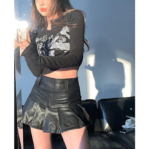 Dame Y2k Langermet Crop Top T-skjorte Slim Fit Grafisk Trykk Goth Hiphop Tee
