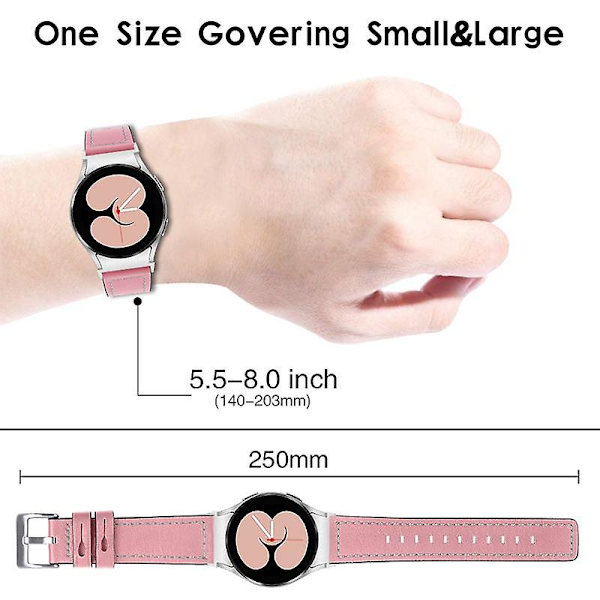 Justerbar udskiftningsurrem i læder til Samsung Galaxy Watch4 Classic 42/46mm/ Active 40/44mm Pink