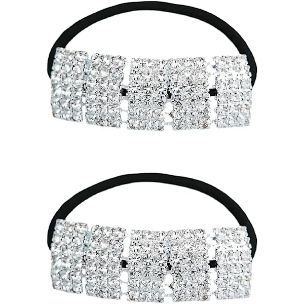 Rhinestone hårband stretchiga hårband hårrep för kvinnor och flickor (mörk silver