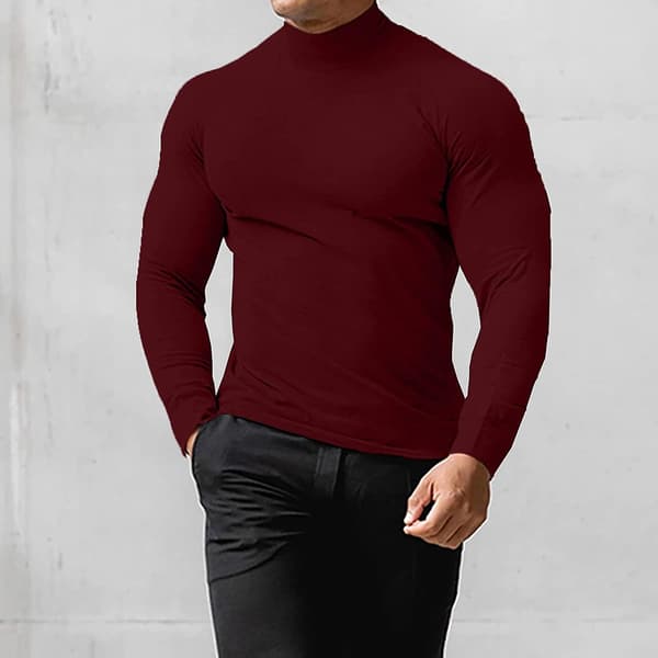 Herre Rullekrave Trøjer Slim Fit Højhalset Pullover Sweaters Casual Langærmet