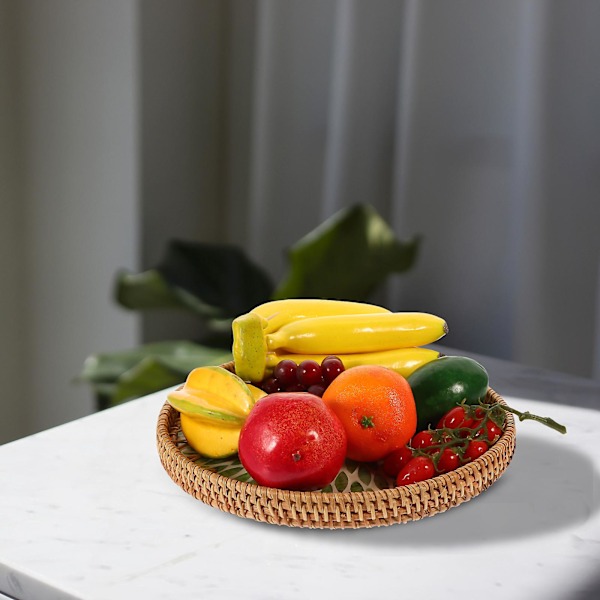 Vävd Korg Snacks Serveringsbricka Fruktförvaring Hållare Vävd Torkad Frukt Förvaringsbricka