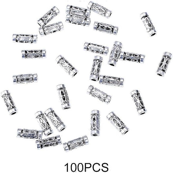 100 stk. Søjle Spacer Perler Tibetanske Rør Perler Legering Antik Sølv Metal Smykker Spacere Løse Perler Charms til Armbånd Halskæde DIY Smykkefremstilling 1