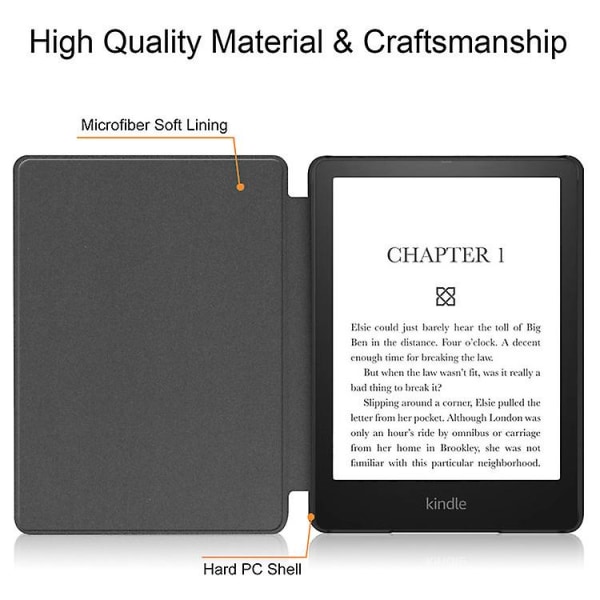 Slimshell-fodral passande för Kindle Paperwhite (10:e generationen - 2018) och Kindle Paperwhite Signature Edition - Premium lättviktigt PU-läderfodral med Au