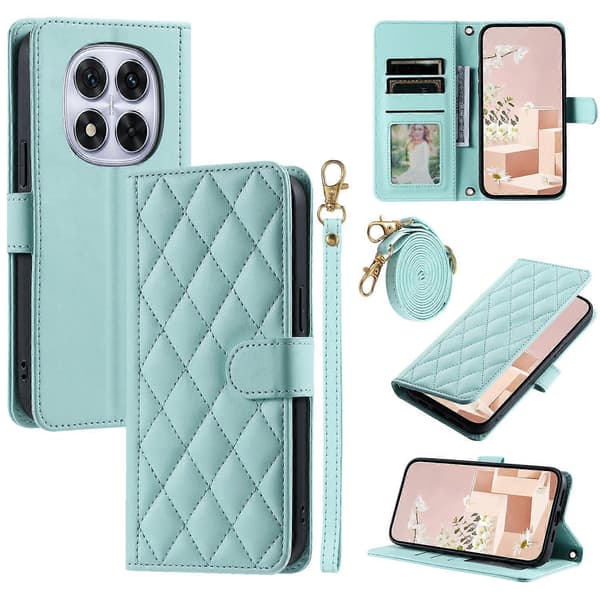 Plånboksfodral för Xiaomi Redmi Note 14 Pro+ 5G/Note 14 Pro 5G/Poco X7 5G, rombmönstrat PU-läder Purple