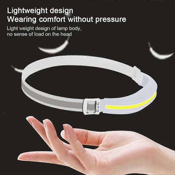 LED Hodelykt USB-C Oppladbar, Lommelykt Hodelykt - Hodelykt for Camping White
