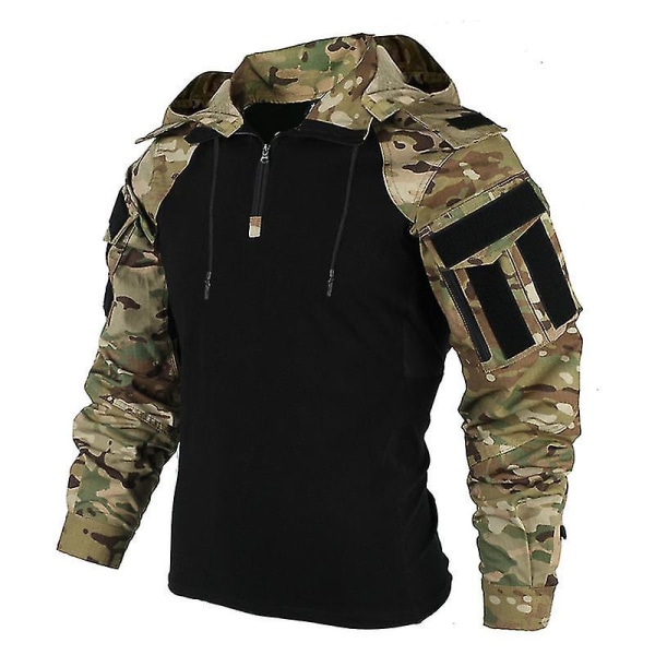 Män Tactical Shirt Us Camouflage Military Combat T-shirt Airsoft Paintball Camping Jakt Kläder Camouflage L