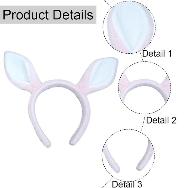 Myk Bunny Hest Esel Ører, One Size, Halloween Jul Dyrehodeplagg Kamel -brun pink white