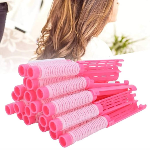 20 stk. permanentruller, løse krøllede hårstyling permanentruller, ingen indrykning hår permanentruller til damer hårstyling design (pink)