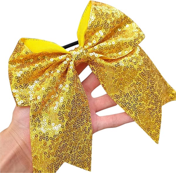 Glitter Cheer Sløyfe Elastiske Hårstrikker Jenter 8\" Jul Glitrende Rød Gull Sølv