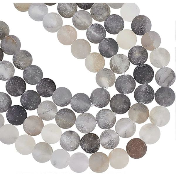 Omkring 96 stk. 8 mm frostede naturstensperler, naturlige overskyede kvarts runde perler, ædelstens løse perler til armbånd, halskæde, smykkefremstilling (hul: 1 mm)