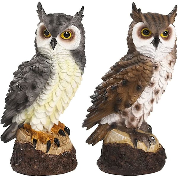 Ugle Figurer Skovdyr Statuer: 2 stk. Mikro Landskabsdekoration Ugle Skulptur Eventyrhave Dyr Til Havedekoration Boligindretning