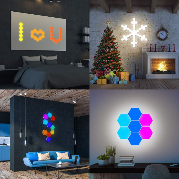 Hexagonal vägglampa Modular Touch Sensitive Lights Creative Geometry Assembly Led Hexagon Lights Lämplig för Iving Room, sovrum, gör det själv älskare, presenter (