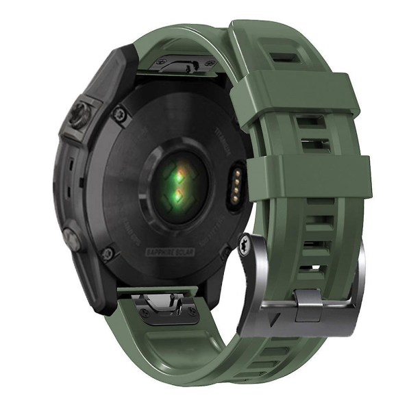 För Garmin Tactix 7 Pro/Fenix ​​7X/Fenix ​​6X Pro Silikon watch 26 mm armband med svart spänne Army Green