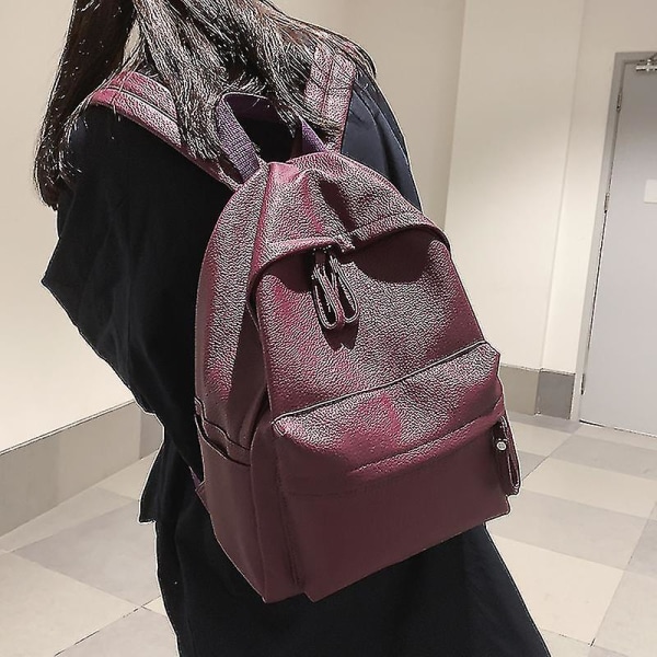 Mode ryggsäck högkvalitativt PU-läder ryggsäck för kvinnor för tonårsflickor Skolaxelväska Bagpack Mochila Ryggsäck Flerfärgad Valfri Purple