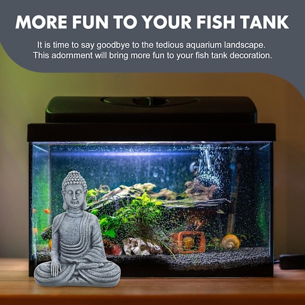 Akvarium Resin Siddende Buddha Håndværk Zen Stil Statue Ornament Resin Kunstgenstand