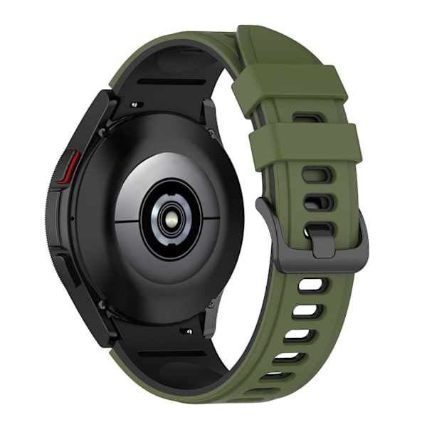 Kaksivärinen silikoniranneke Galaxy Watch4/5/6 40mm 44mm/Watch6 Classic 43mm 47mm/Watch 5 Pro 45mm -kelloille Army Green Black