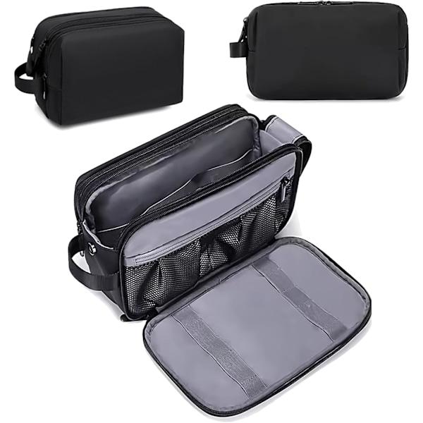 Toalettsats för Män, Vattentät Stor Tvålväsk Shaving Dopp Kit, Vattentät Kosmetisk Black