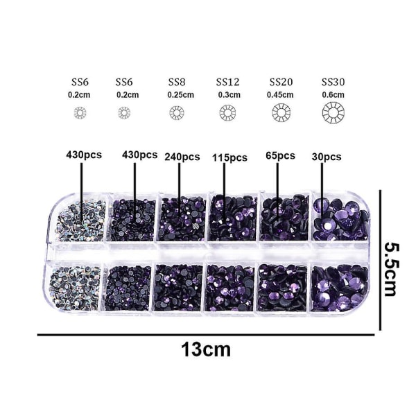 Fladryggede Rhinestones Krystal Fladryggede Sten Runde Krystal Rhinestones Til Håndværk purple