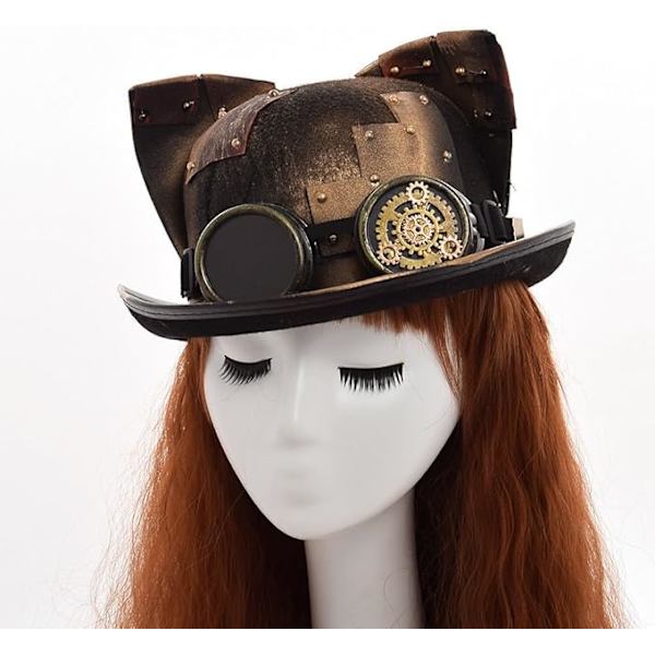 Steampunk Hat med Katteører til Kvinder